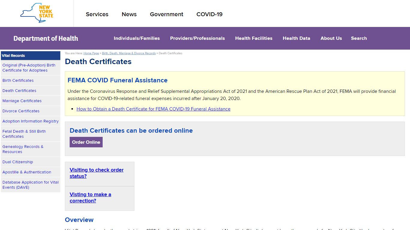 Death Certificates - New York State Department of Health